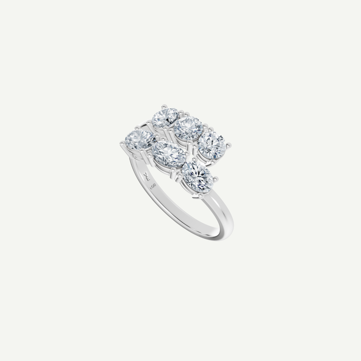 Round and Oval Diamond Crossover Ring | 2CT Diamonds | VIVIE