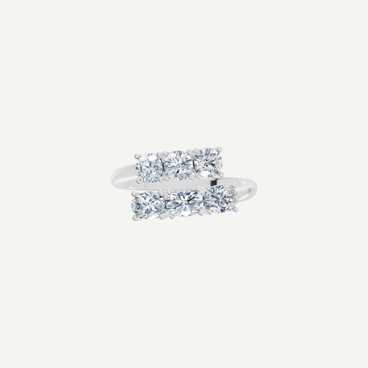 Round and Oval Diamond Crossover Ring | 2CT Diamonds | VIVIE