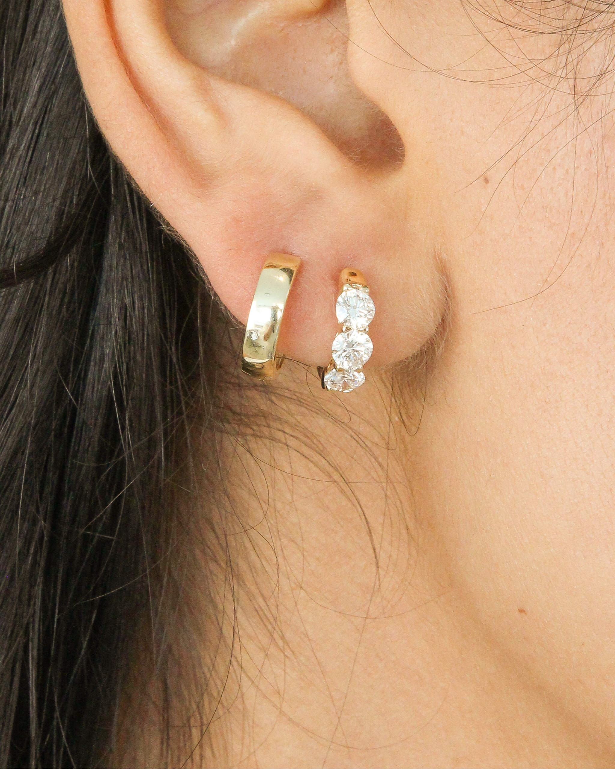 Bold Huggie Diamond Earrings | 2CT in 14K Gold