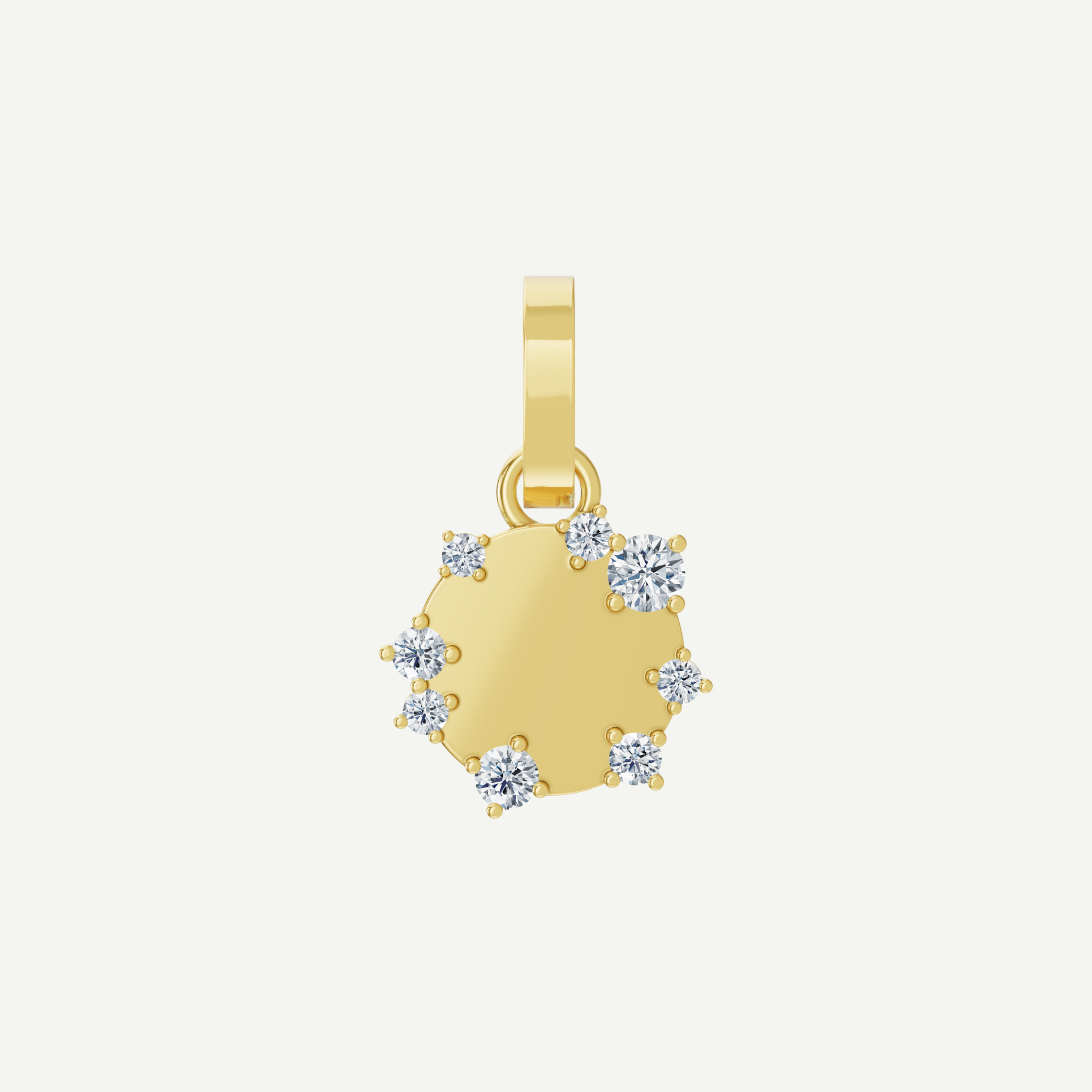 Diamond Disc Engravable Medallion | 0.5CT in 14KT Gold
