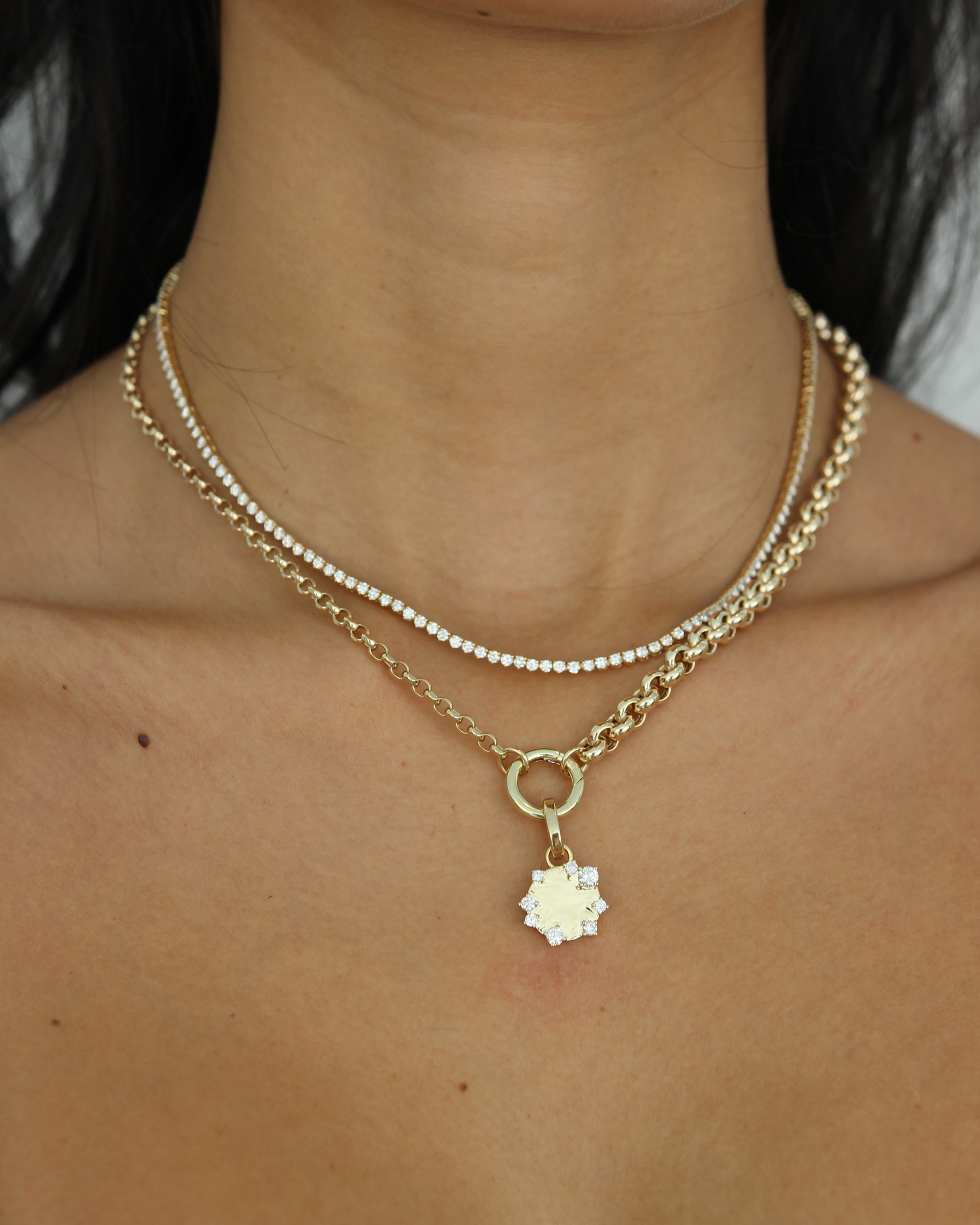 Diamond Disc Engravable Medallion | 0.5CT in 14KT Gold