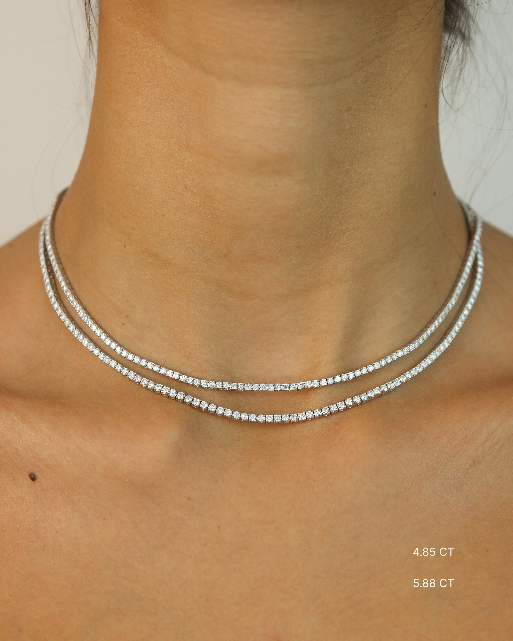 Diamond Tennis Necklace | Classic 4-Prong | 4.85 - 5.88CT in 14K Gold