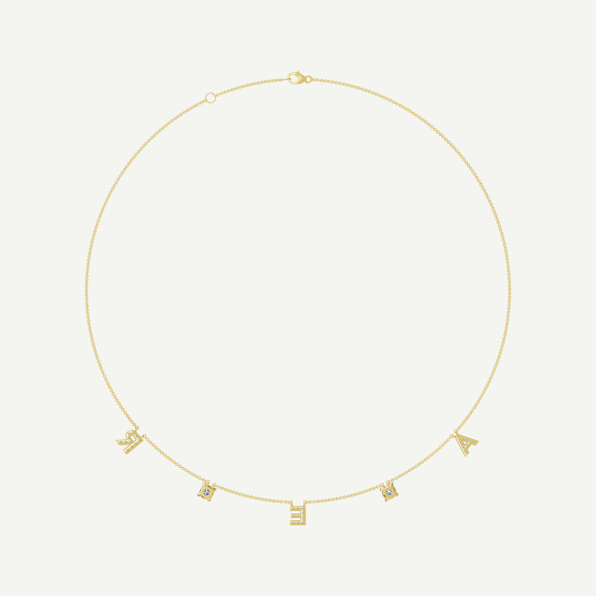 Diamonds & Initials Fine Chain Necklace | 0.80 - 1.20 CT in 14K Gold