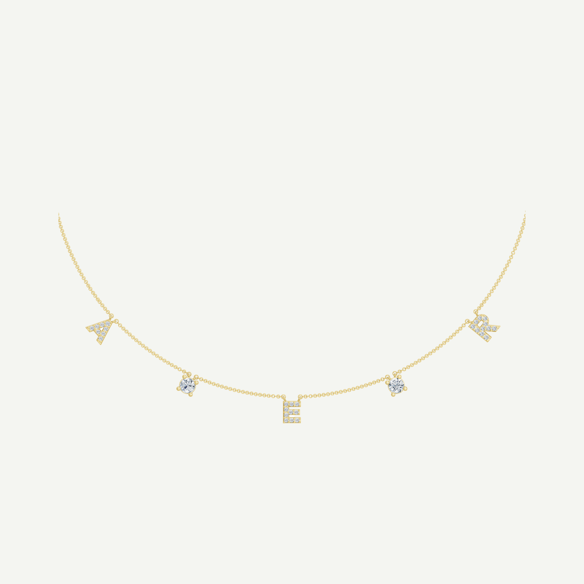Diamonds & Initials Fine Chain Necklace | 0.80 - 1.20 CT in 14K Gold