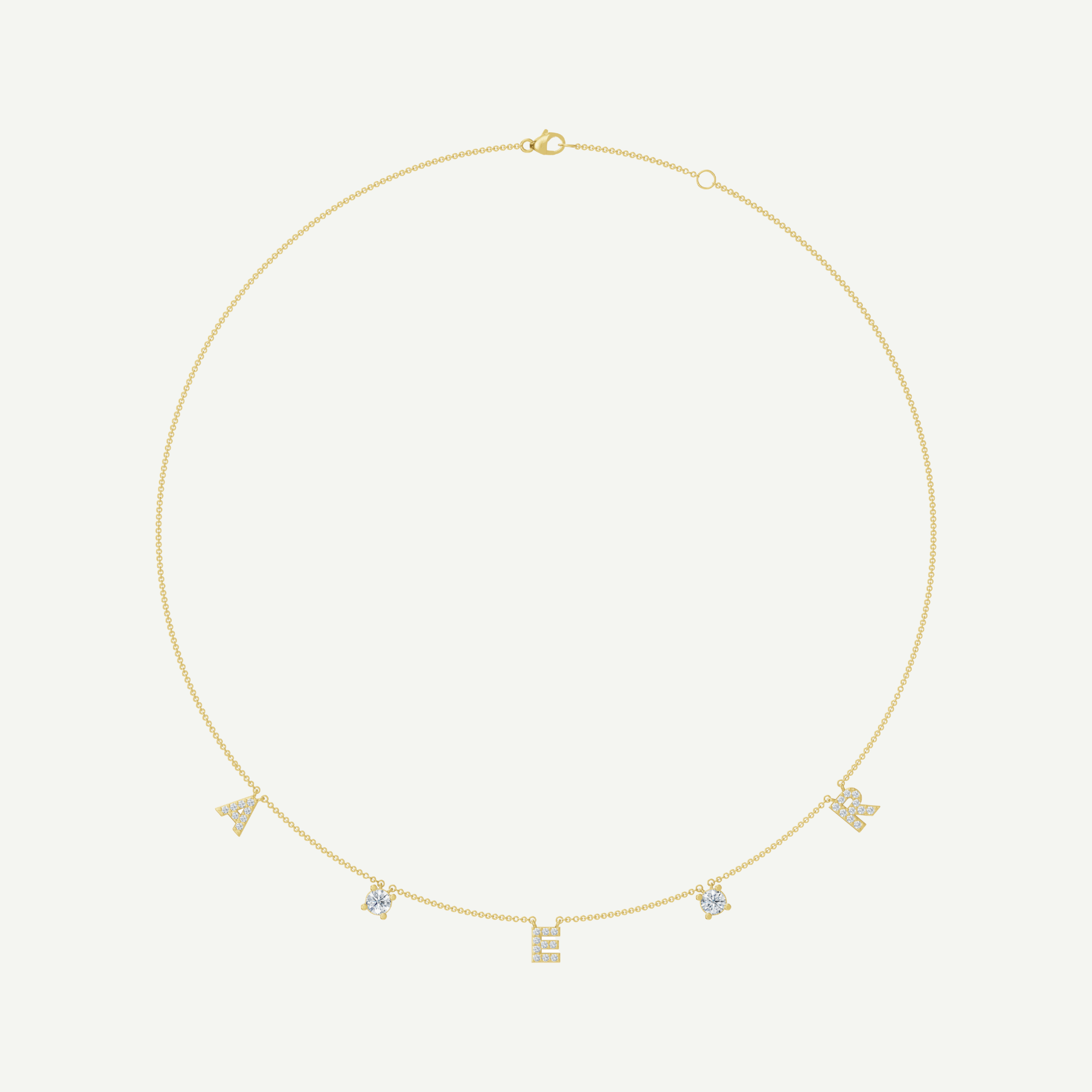 Diamonds & Initials Fine Chain Necklace | 0.80 - 1.20 CT in 14K Gold