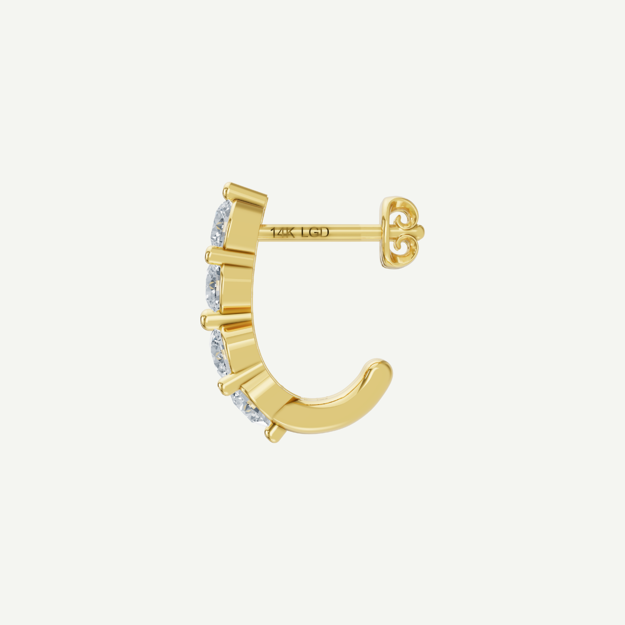 J Huggie Diamond Earrings | 0.64CT in 14K Gold