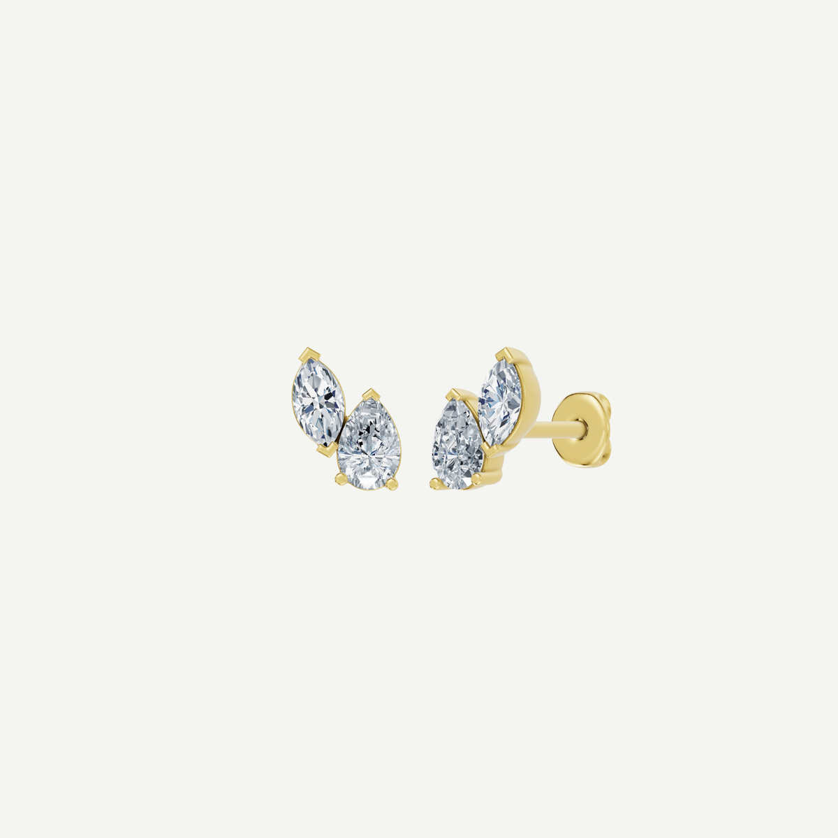 Pear and Marquise Diamond Duo Stud Earrings | 1.3CT Total | VIVIE