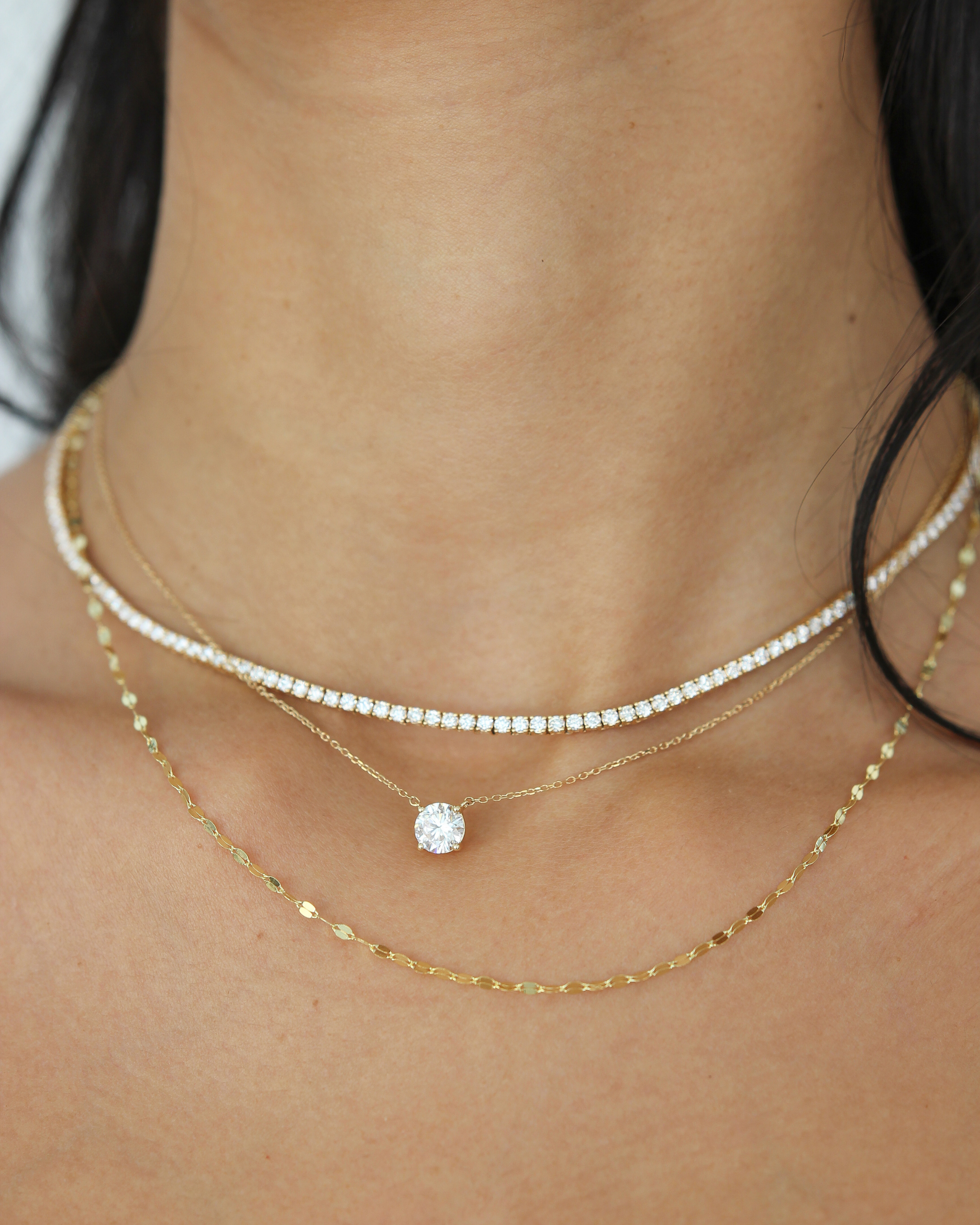 Round Diamond Solitaire Necklace in Gold | 0.5–1.5CT