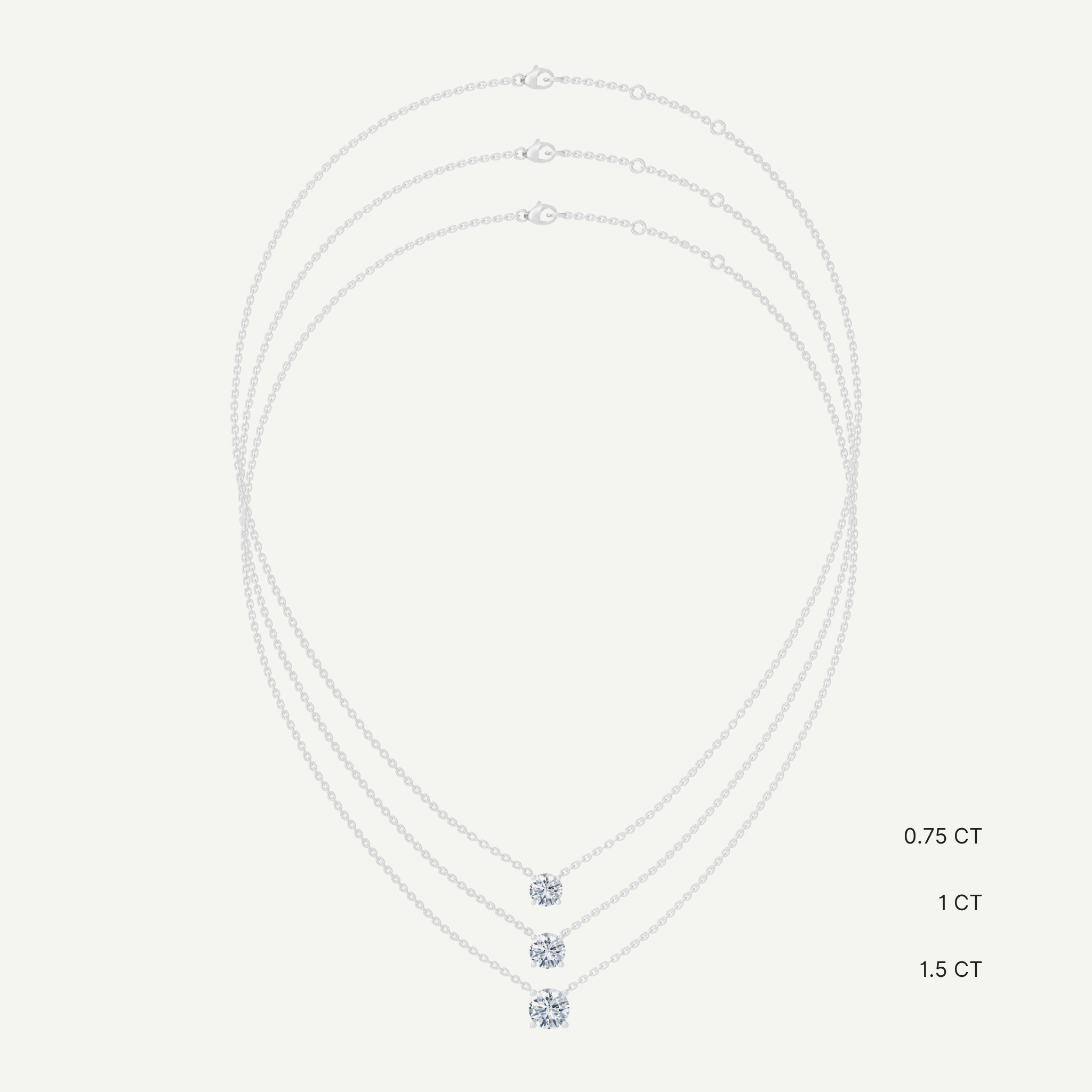 Round Diamond Solitaire Necklace | 0.75 - 1.5CT in 14K Gold