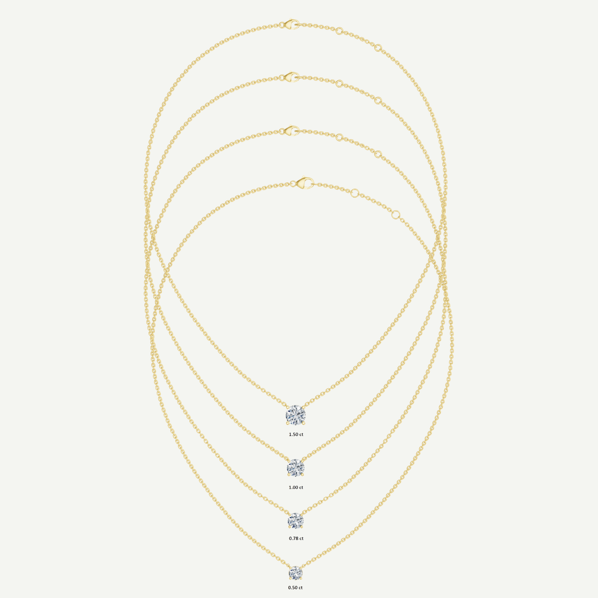 Round Diamond Solitaire Necklace in Gold | 0.5–1.5CT