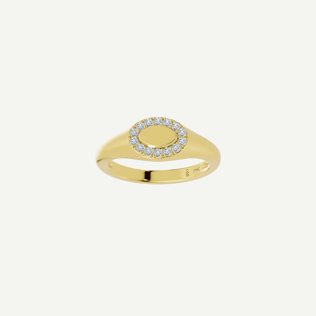 Oval Signet Pinky Ring | 0.10CT Diamonds | VIVIE