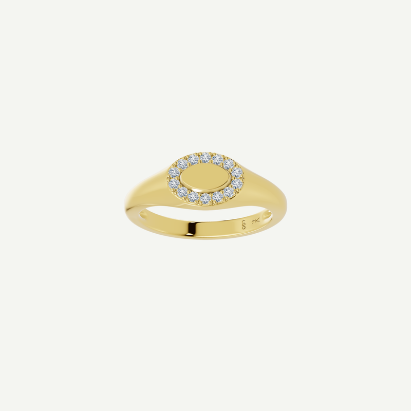 Oval Signet Pinky Ring | 0.10CT Diamonds | VIVIE