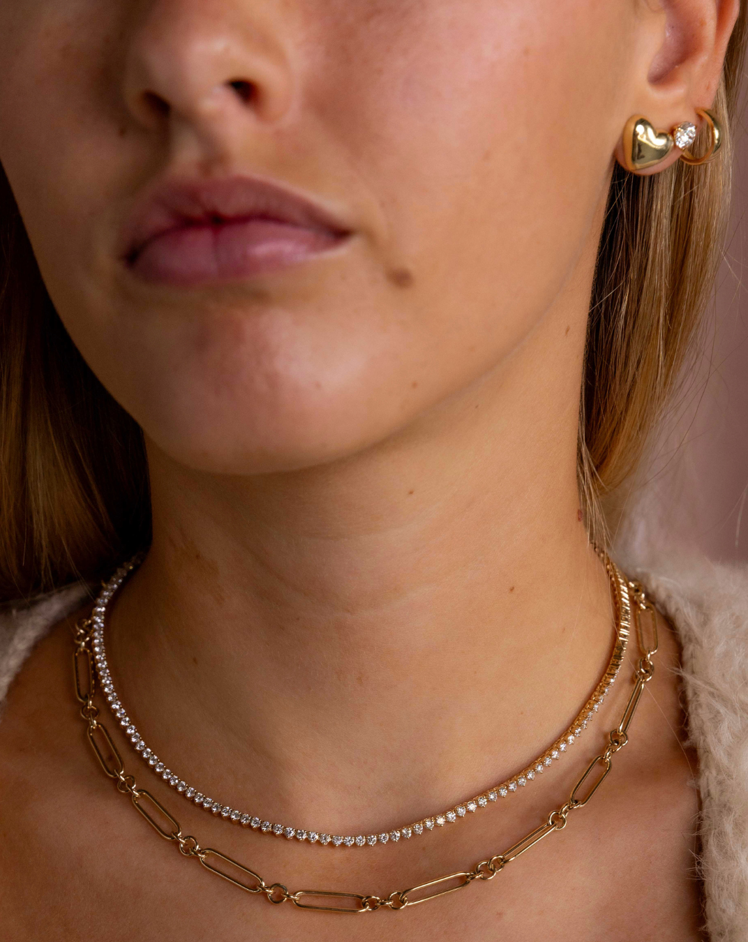 Diamond Tennis Necklace in Gold | Classic 3-Prong | 5–7CT
