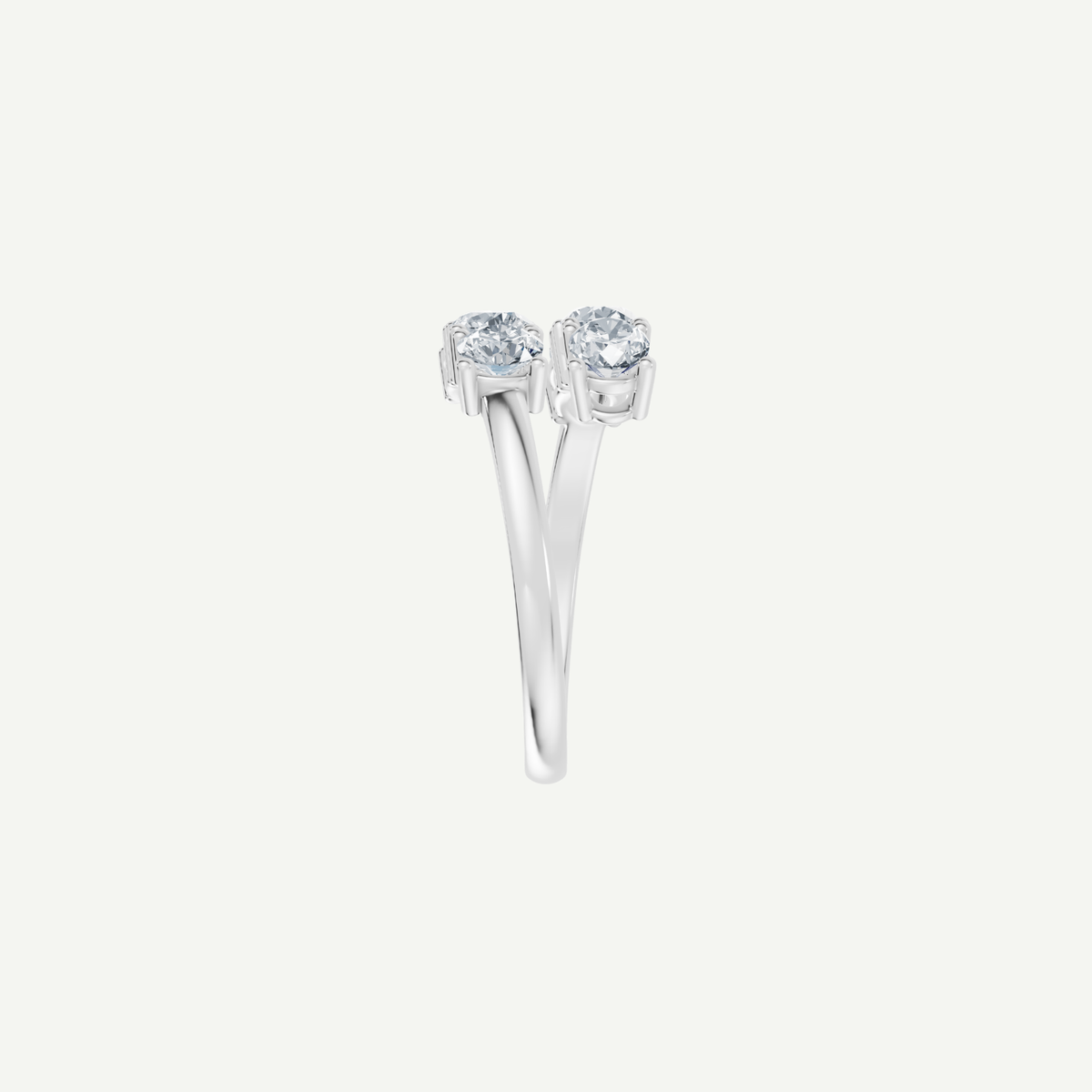 Round and Oval Diamond Crossover Ring | 2CT Diamonds | VIVIE