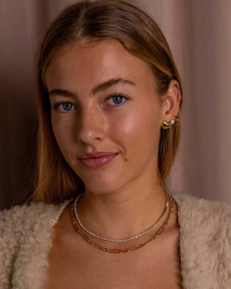 Yellow Gold Mixed Link Paperclip Chain Necklace