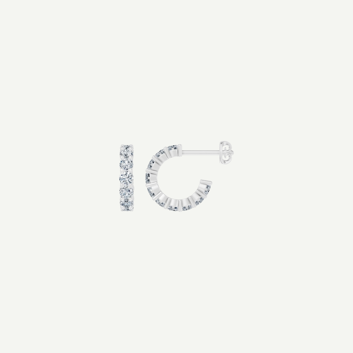Diamond Half Hoop Earrings | 2CT | VIVIE