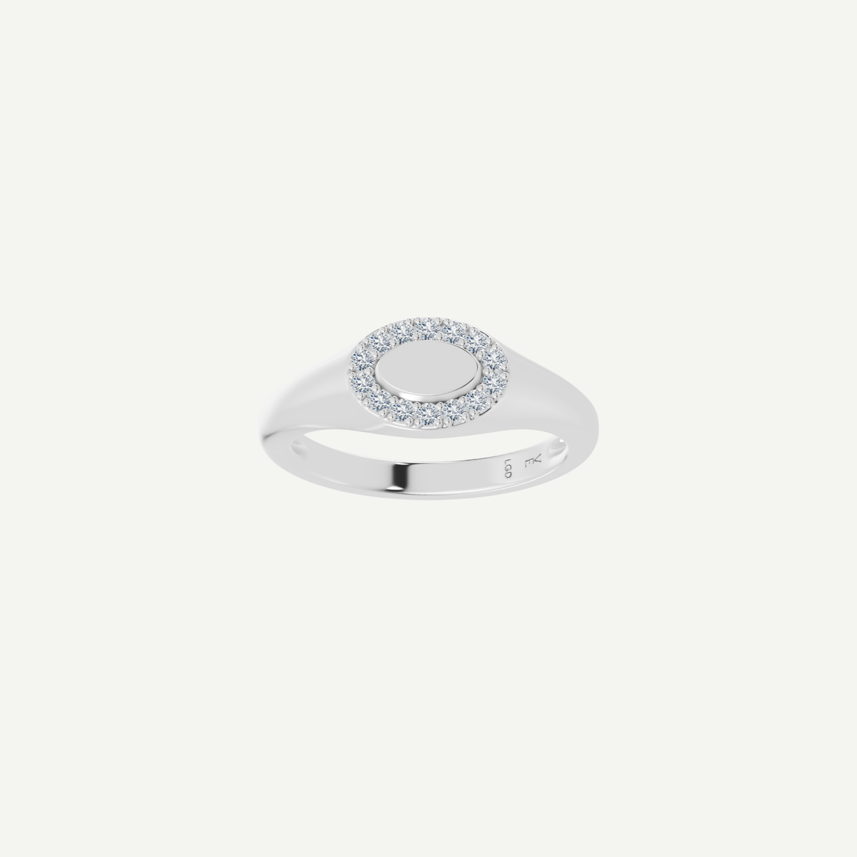 Oval Signet Pinky Ring | 0.10CT Diamonds | VIVIE
