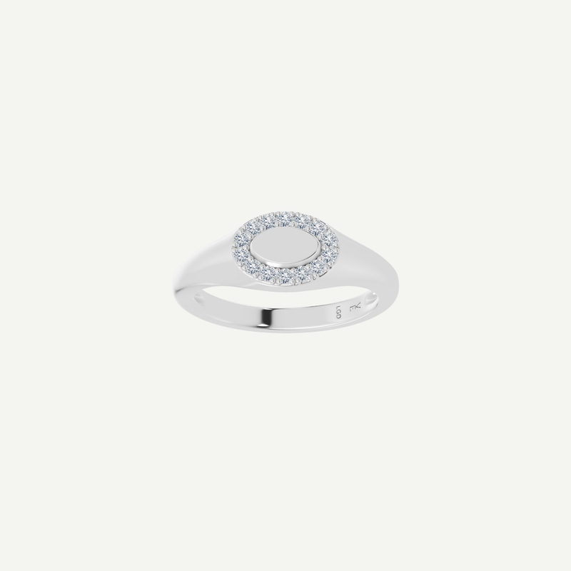 Oval Signet Pinky Ring | 0.10CT Diamonds | VIVIE