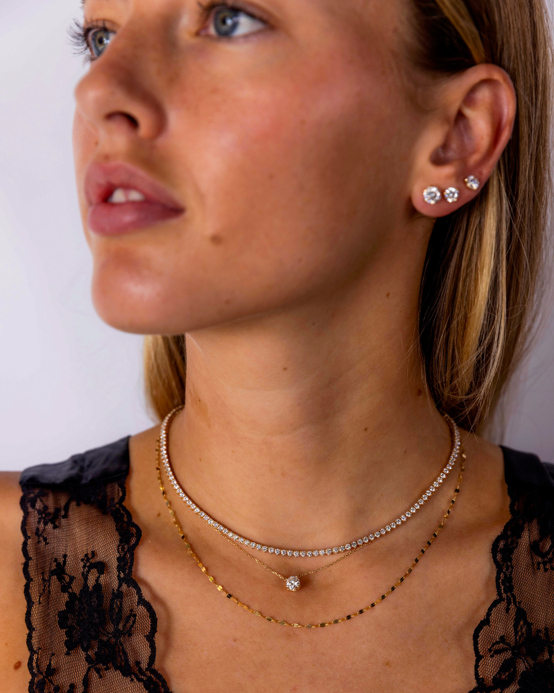 Round Diamond Solitaire Necklace in Gold | 0.5–1.5CT