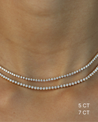 Diamond Tennis Necklace in Gold | Classic 3-Prong | 5–7CT