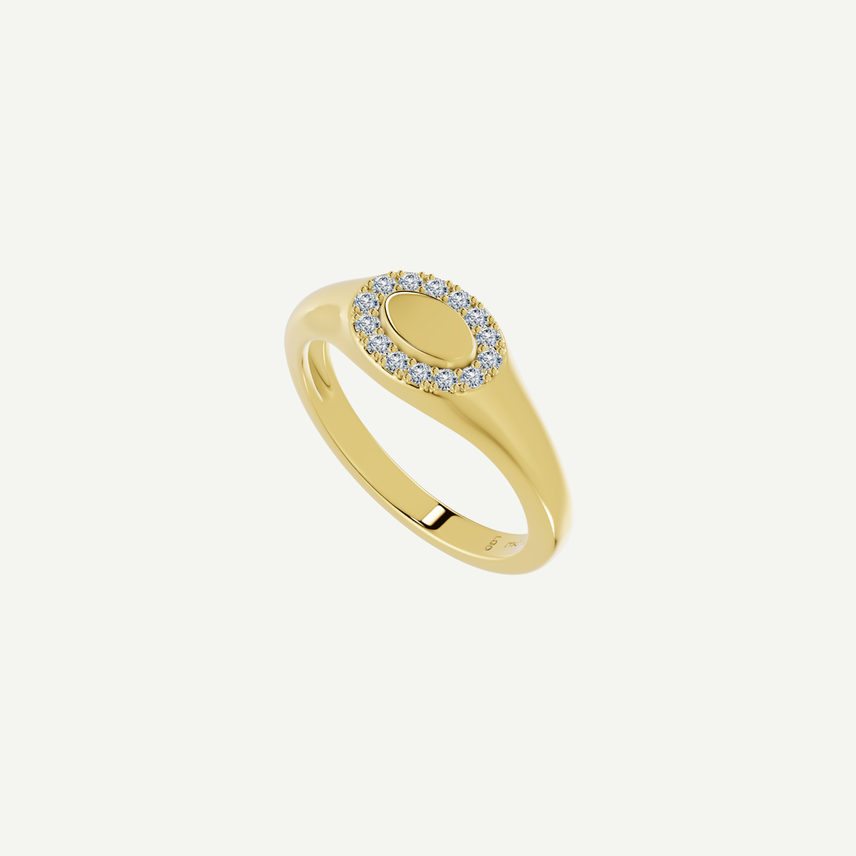 Oval Signet Pinky Ring | 0.10CT Diamonds | VIVIE