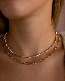 Diamond Tennis Necklace in Gold | Classic 3-Prong | 5–7CT