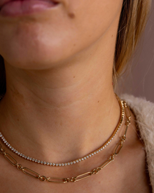 Yellow Gold Mixed Link Paperclip Chain Necklace