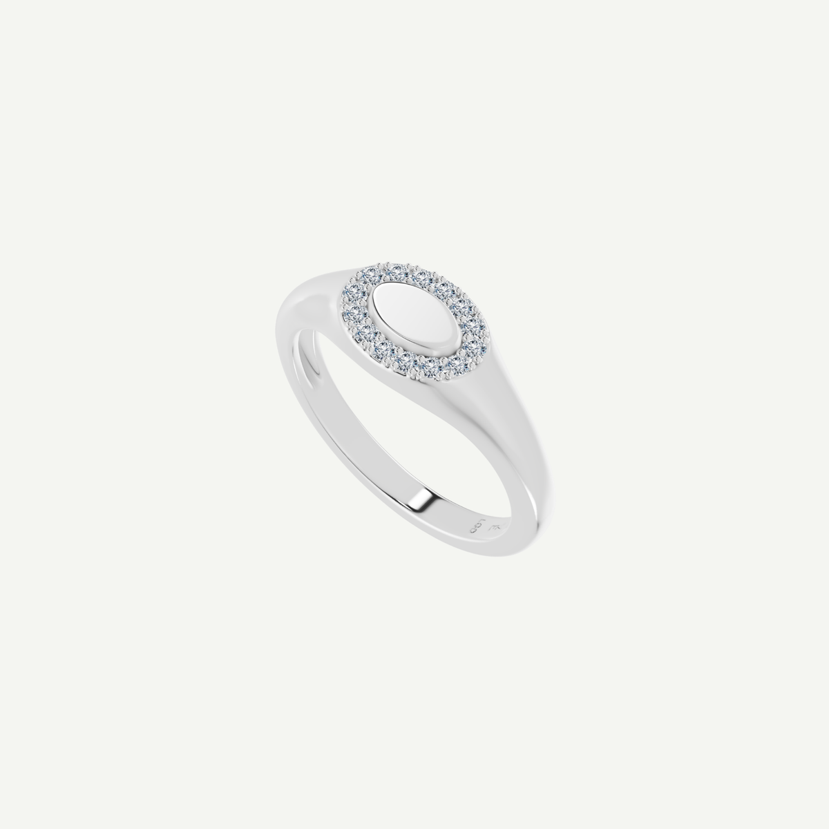 Oval Signet Pinky Ring | 0.10CT Diamonds | VIVIE