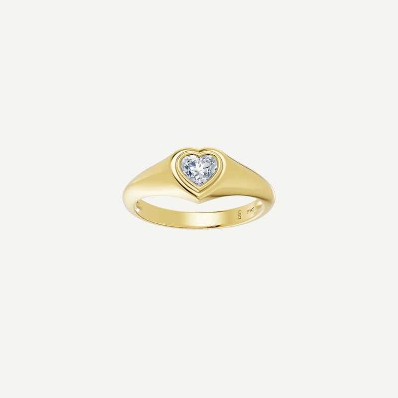 Heart Signet Pinky Ring | 0.26CT Diamond | VIVIE