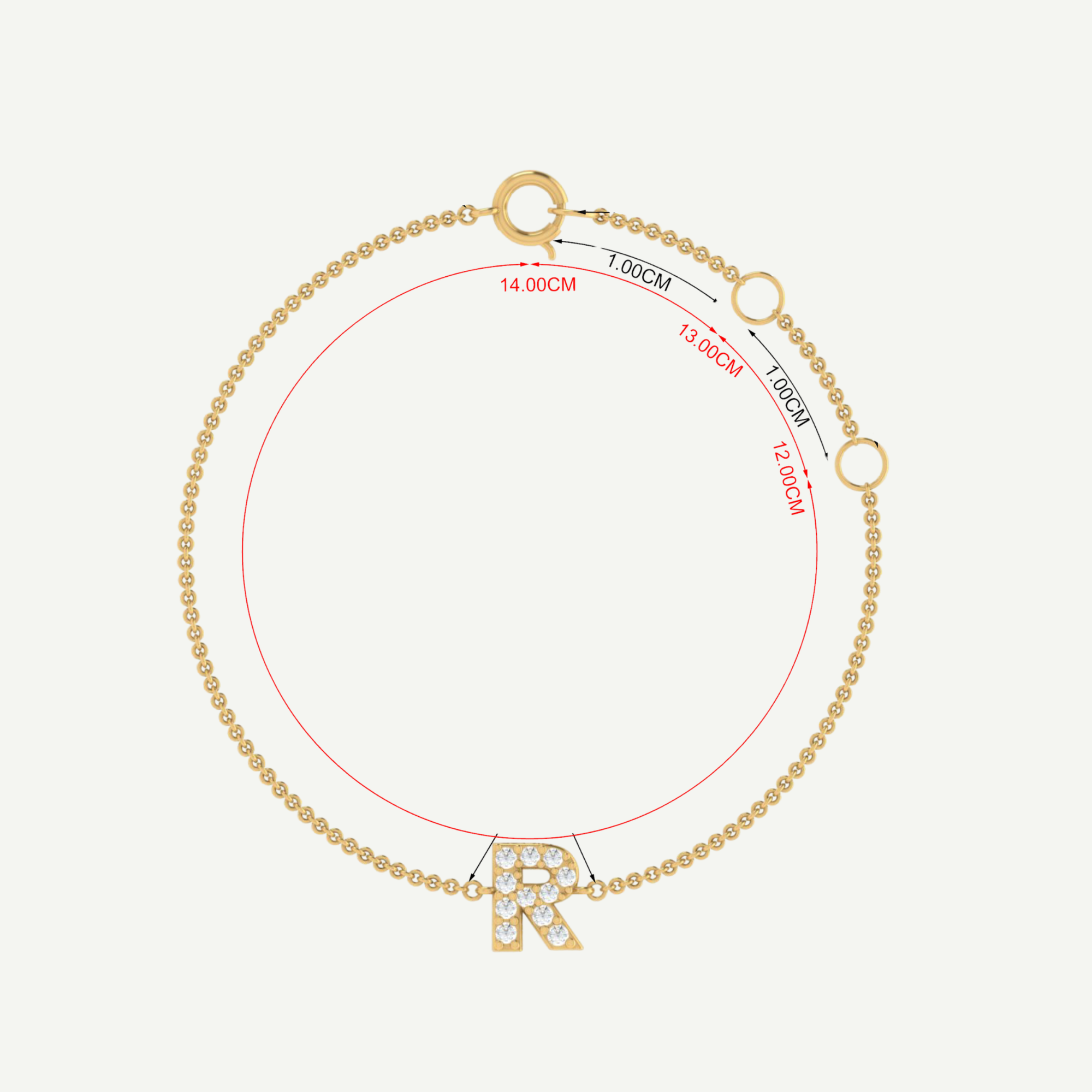 Baby Personalised Gold and Diamond Initial Bracelet