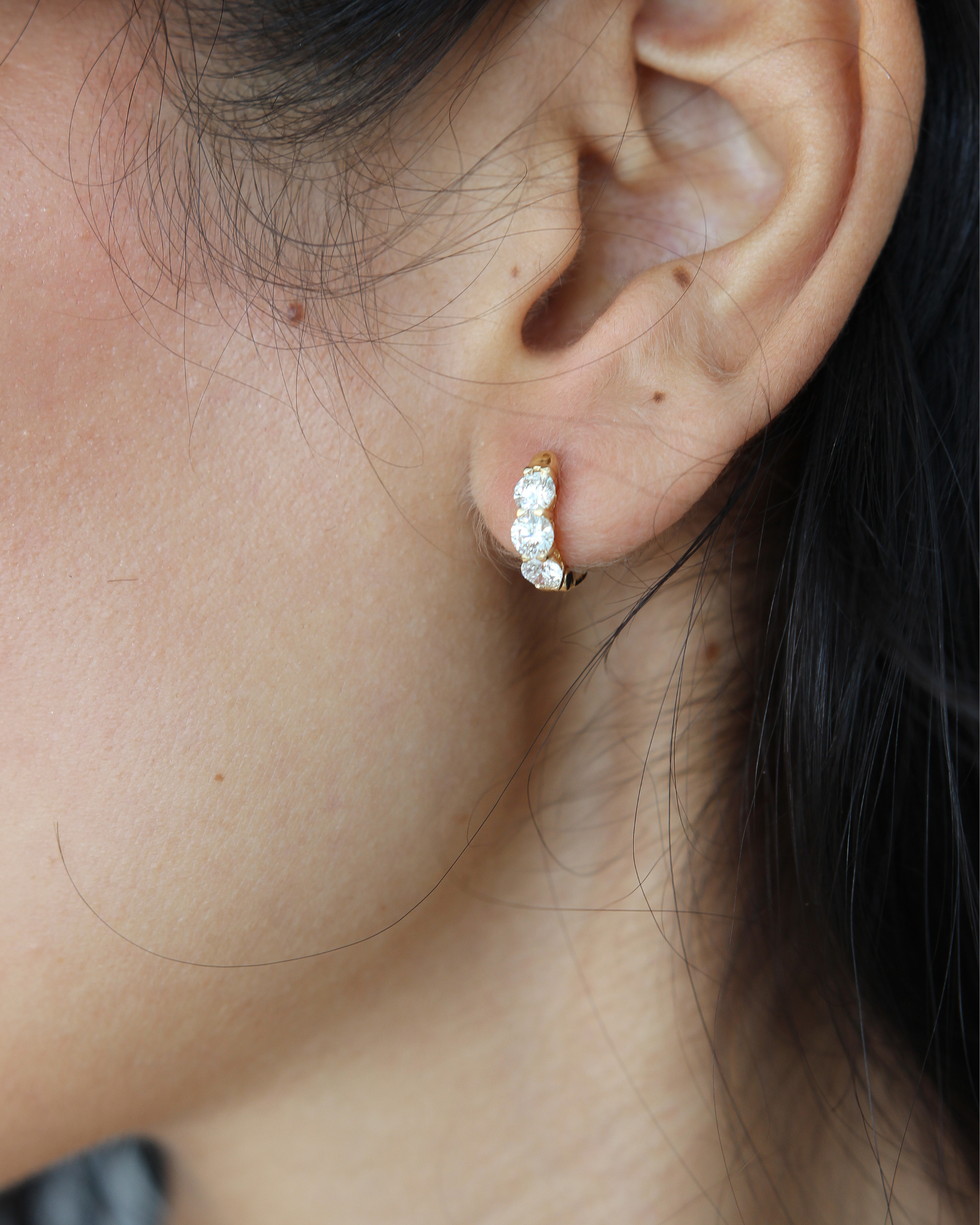 Bold Huggie Diamond Earrings | 2CT in 14K Gold