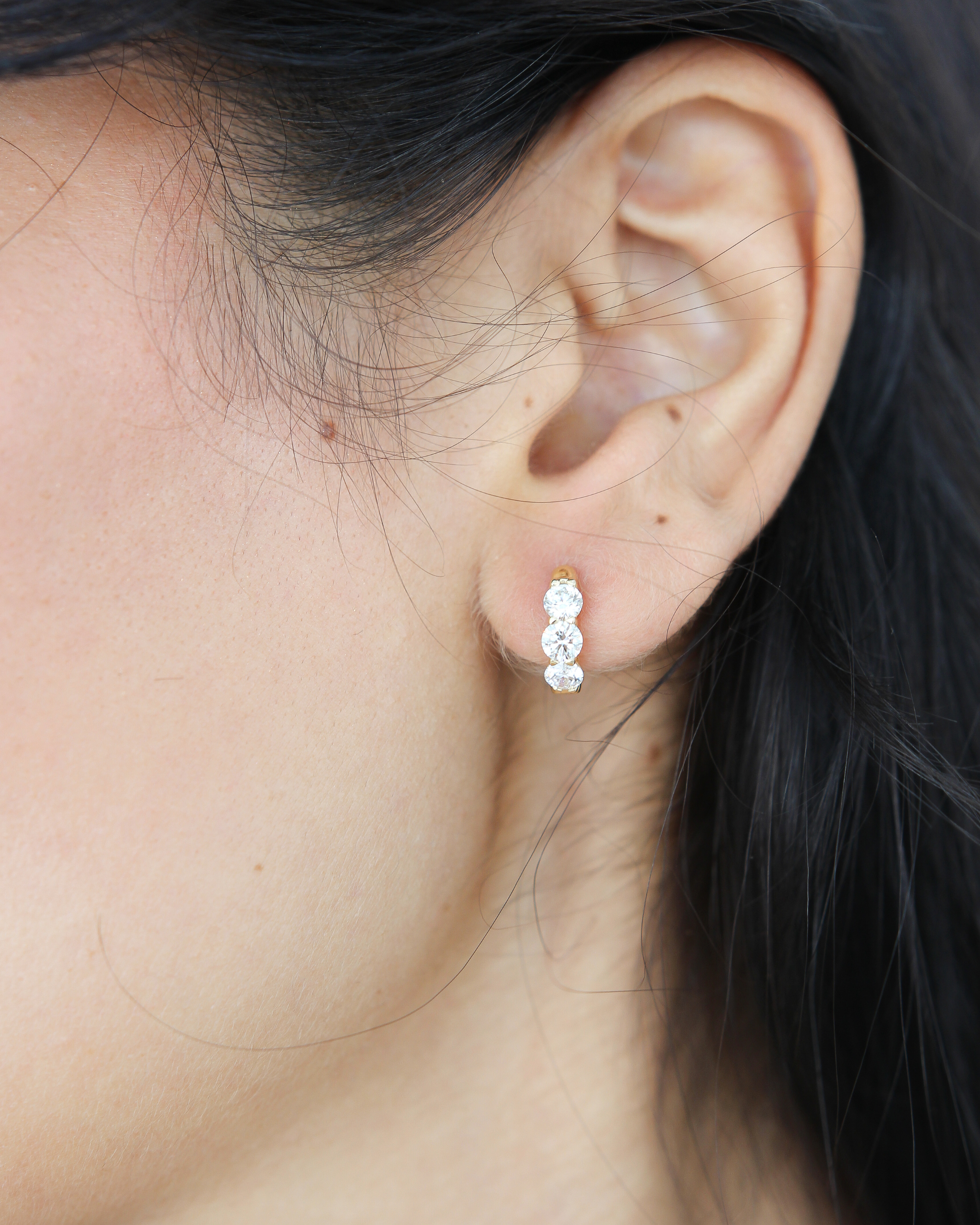 Bold Huggie Diamond Earrings | 2CT in 14K Gold