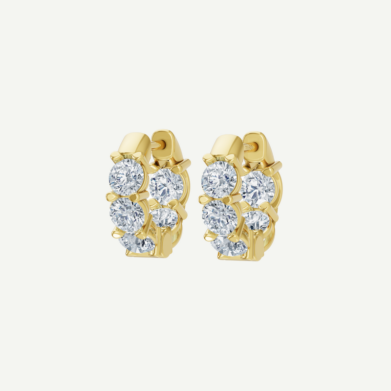 Bold Huggie Diamond Earrings | 2CT in 14K Gold