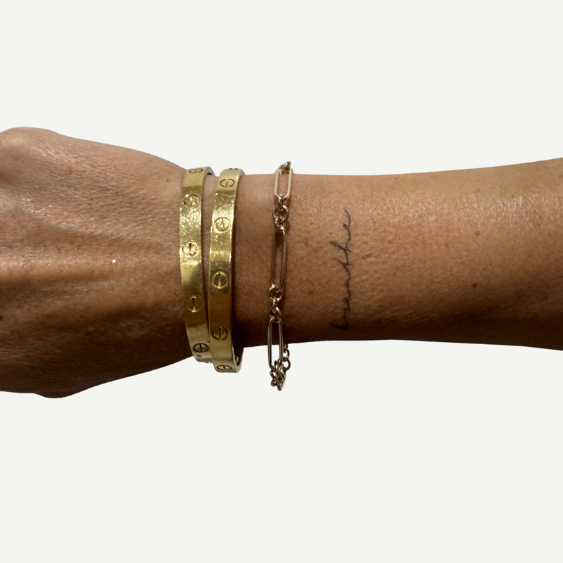 Mixed Link Paperclip Bracelet | in 10K Yellow Gold