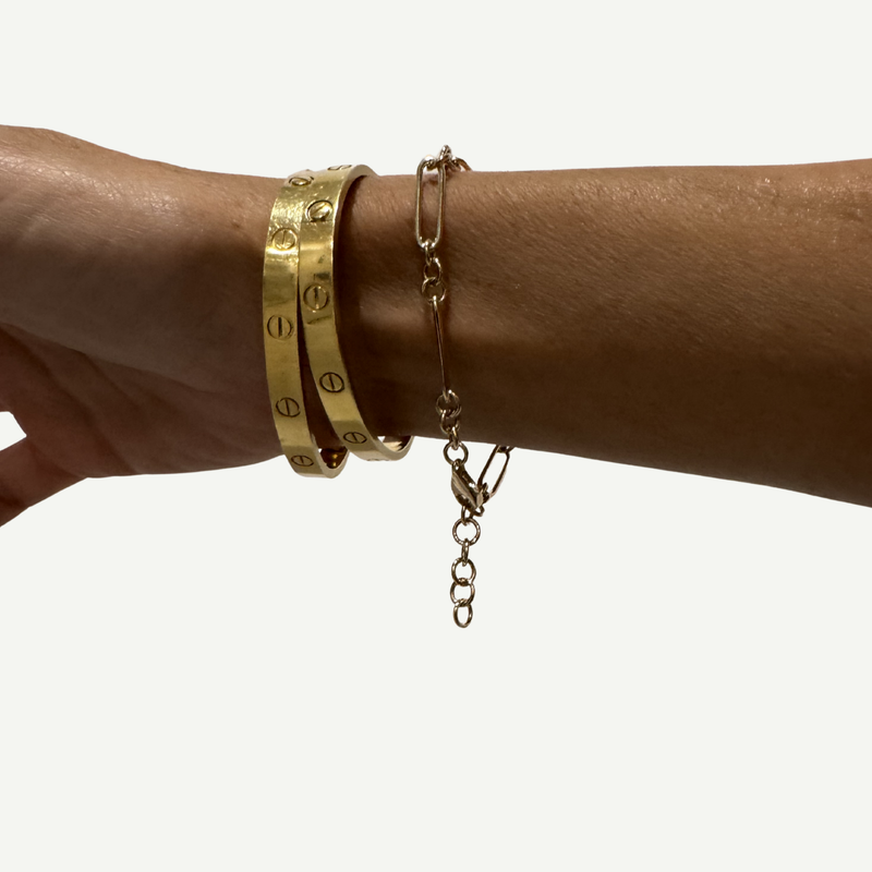 Mixed Link Paperclip Bracelet | in 10K Yellow Gold