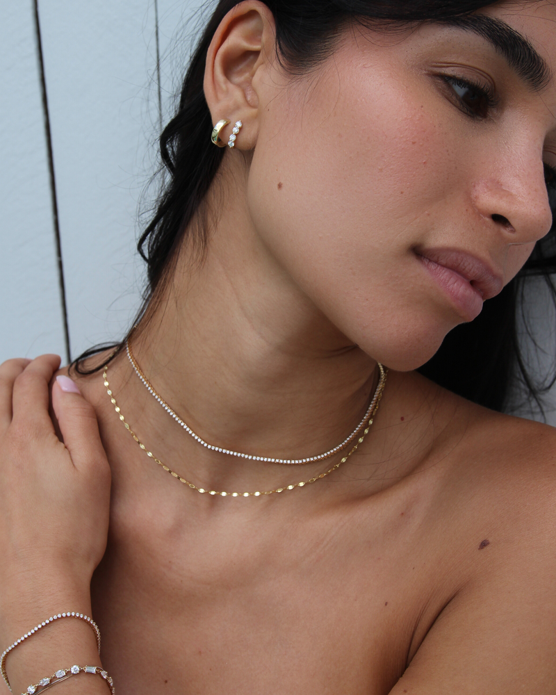 Diamond Baby Tennis Necklace | 2.08CT 3-Prong in 14K Gold