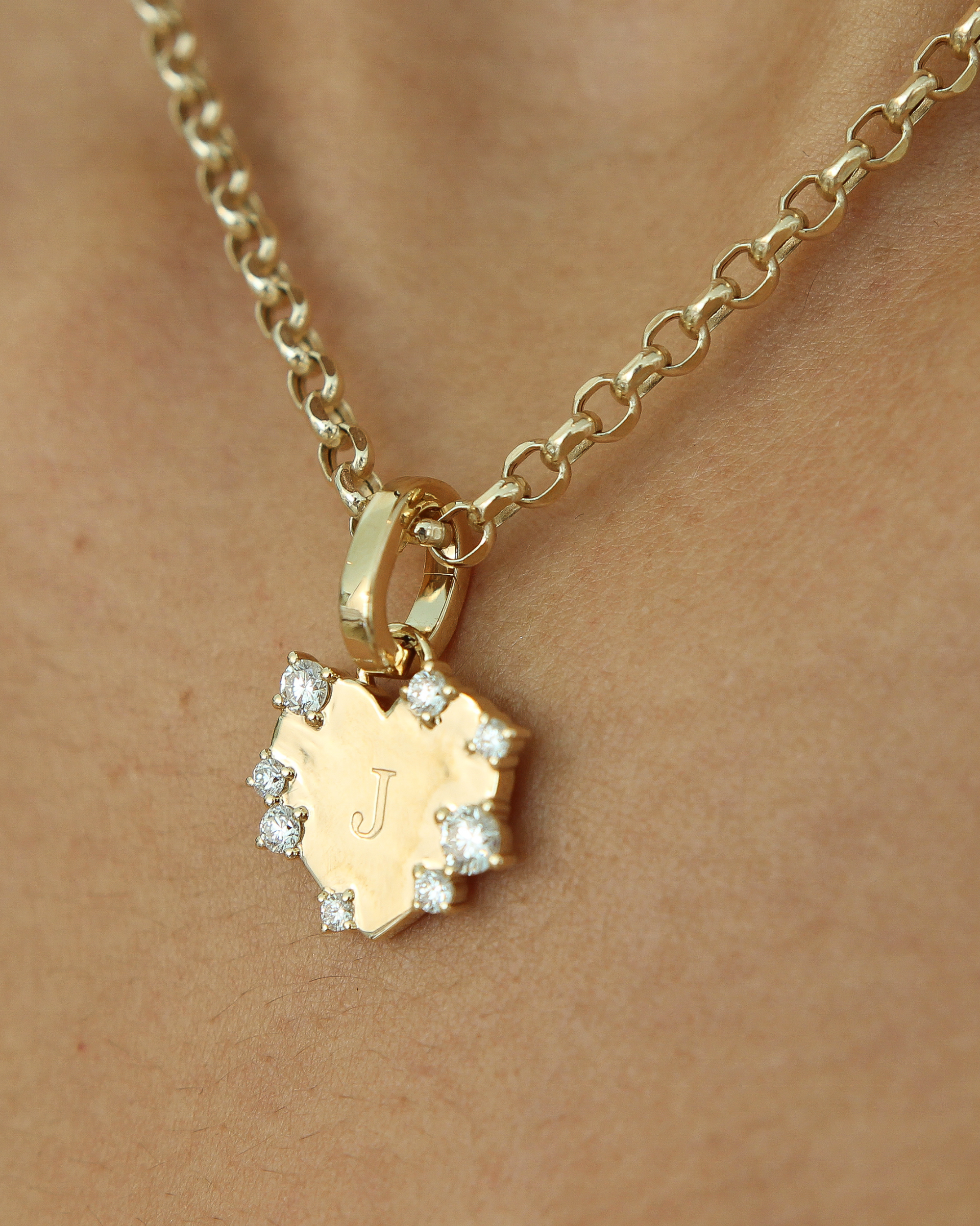 Diamond Heart Engravable Medallion | 0.5CT in 14KT Gold