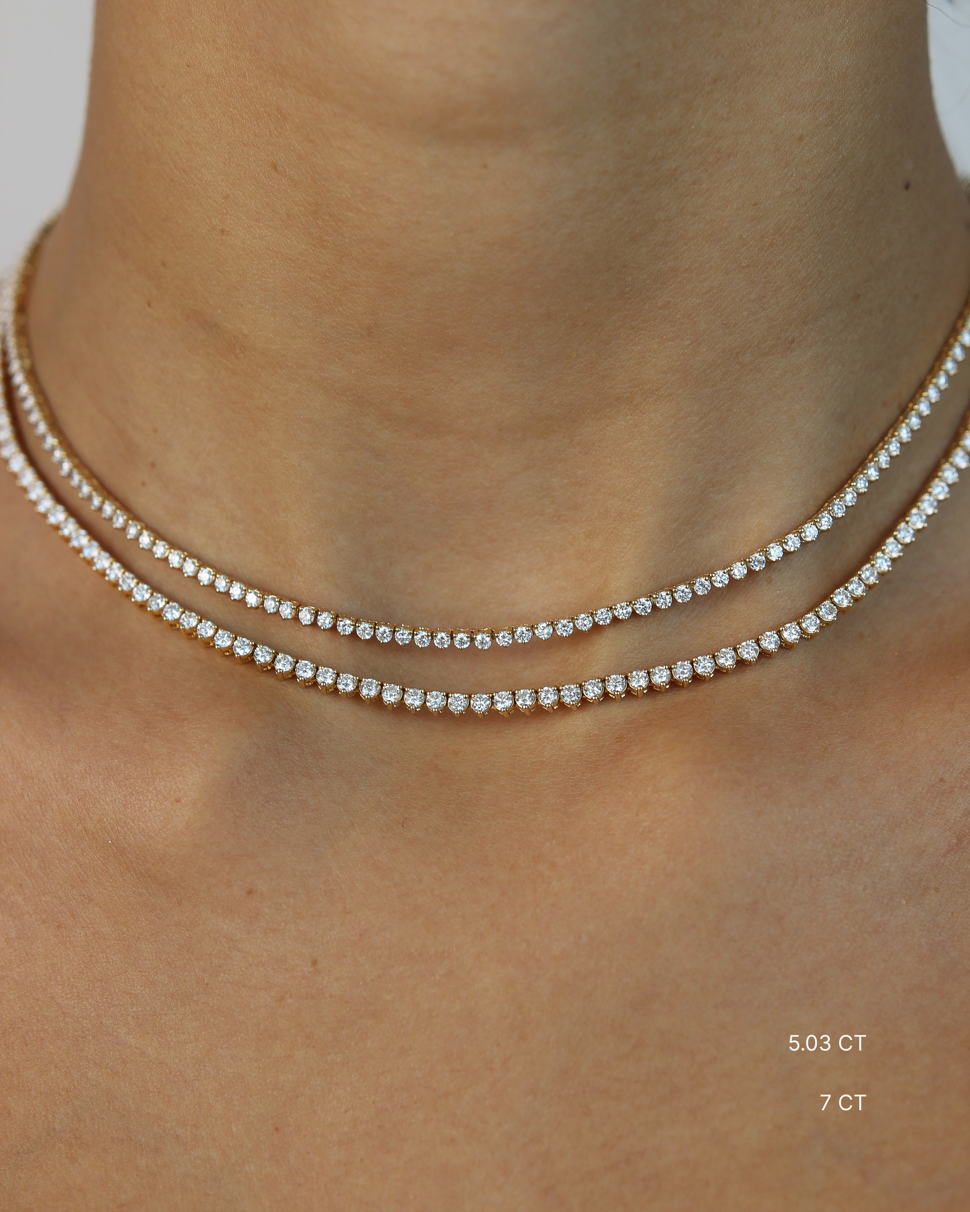 Diamond Tennis Necklace | Classic 3-Prong | 5.03 - 7CT in 14K Gold