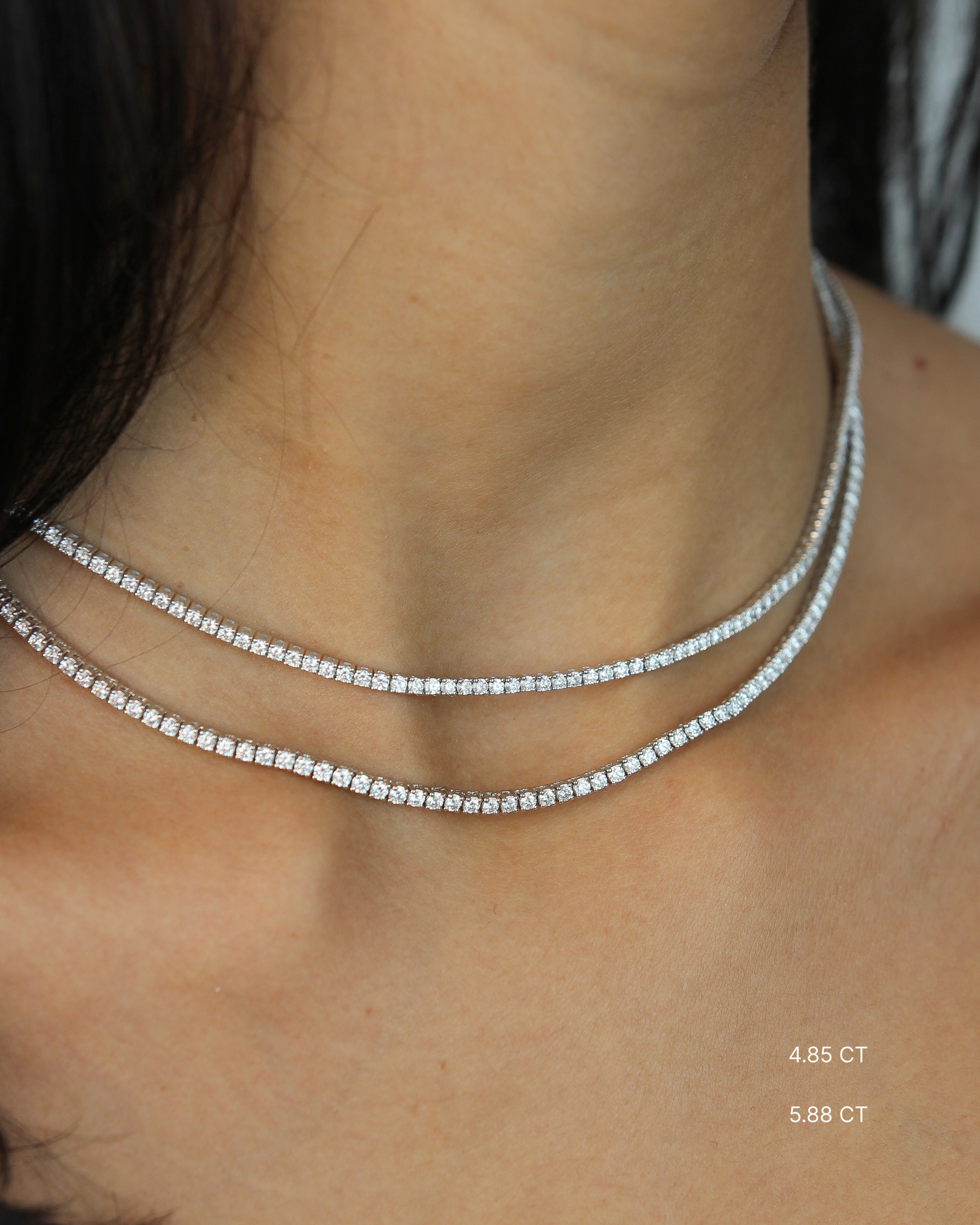 Diamond Tennis Necklace | Classic 4-Prong | 4.85 - 5.88CT in 14K Gold