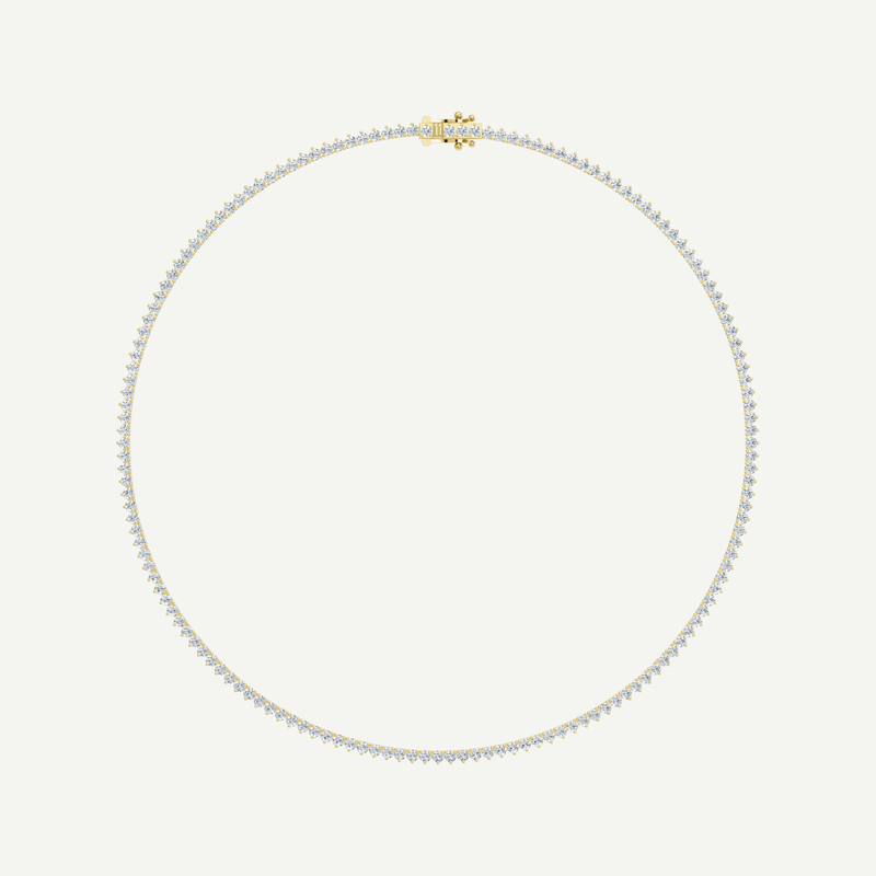 Diamond Tennis Necklace | Classic 3-Prong | 5.03 - 7CT in 14K Gold