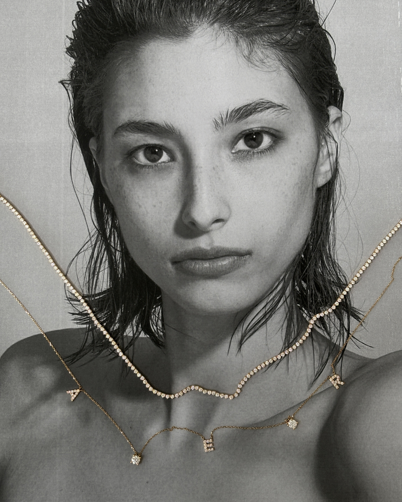 Diamonds & Initials Fine Chain Necklace | 0.80 - 1.20 CT in 14K Gold