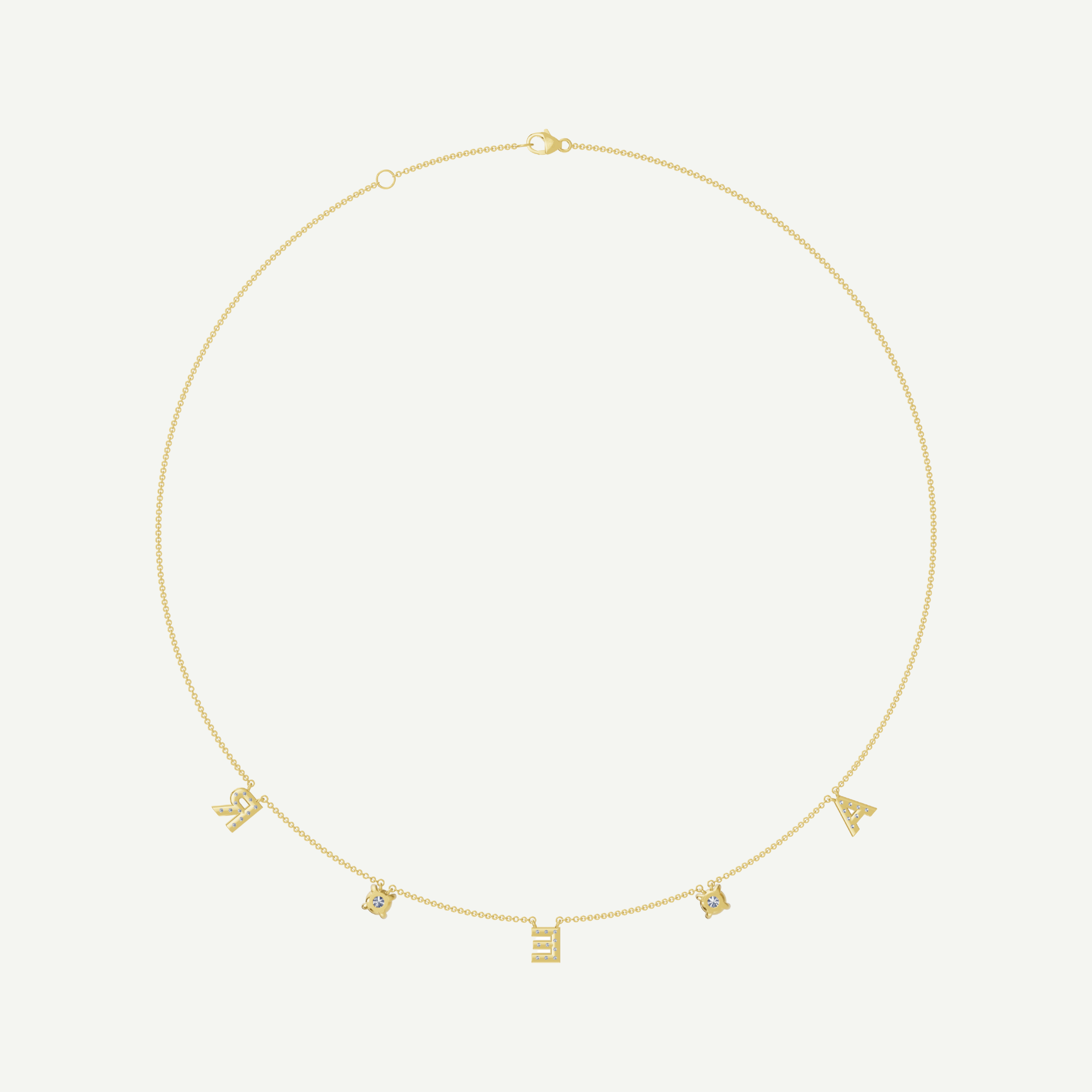 Diamonds & Initials Fine Chain Necklace | 0.80 - 1.20 CT in 14K Gold