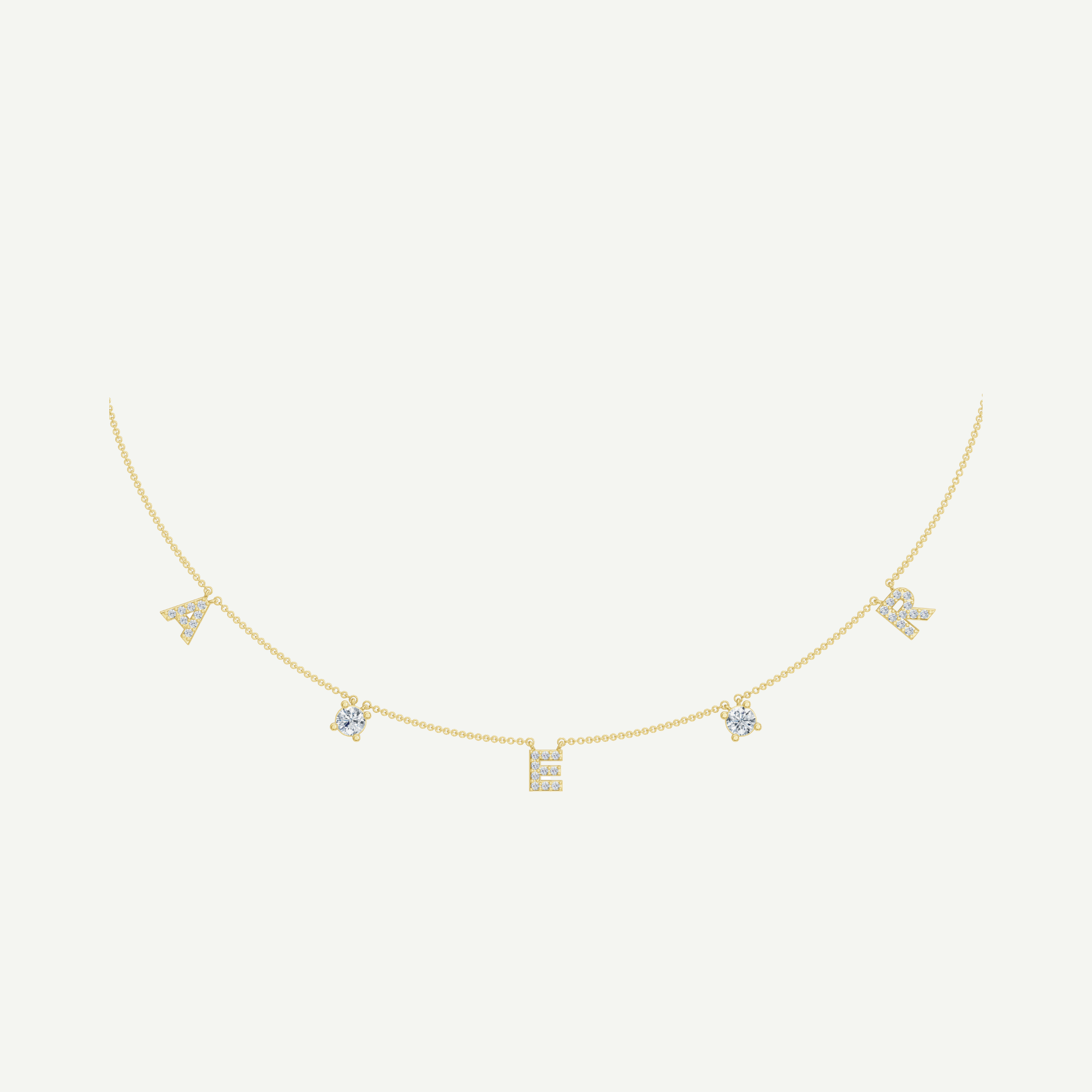Diamonds & Initials Fine Chain Necklace | 0.80 - 1.20 CT in 14K Gold