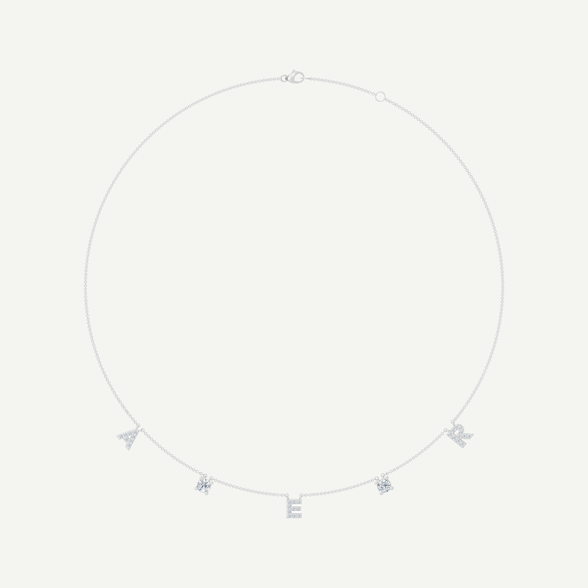 Diamonds & Initials Fine Chain Necklace | 0.80 - 1.20 CT in 14K Gold