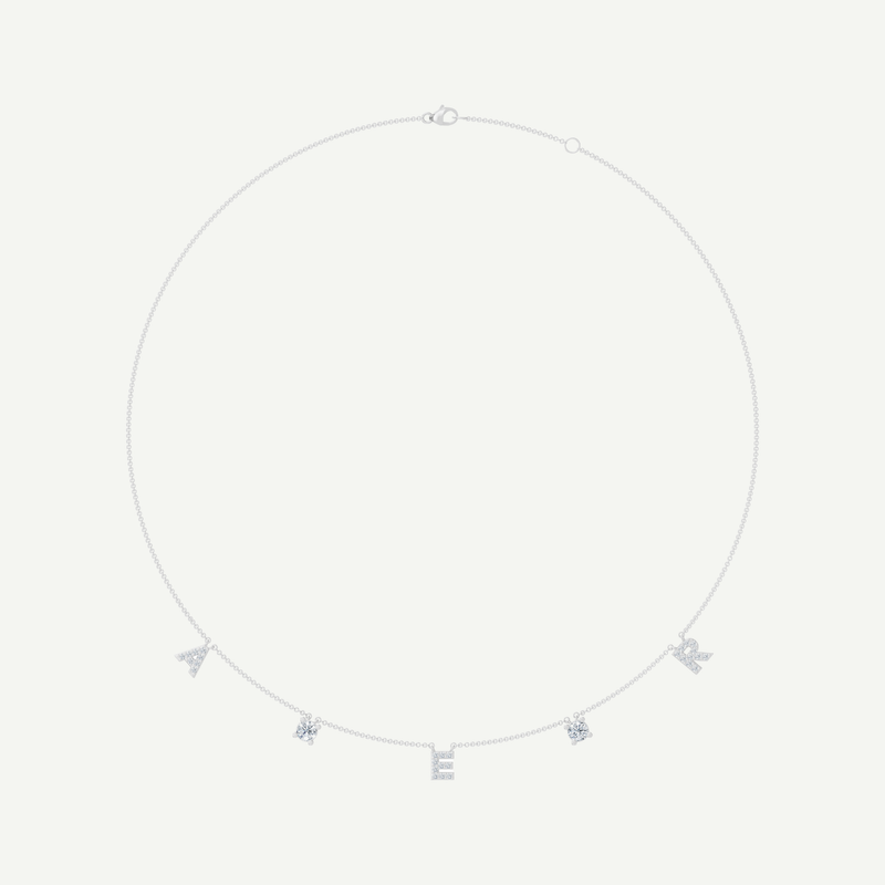 Diamonds & Initials Fine Chain Necklace | 0.80 - 1.20 CT in 14K Gold