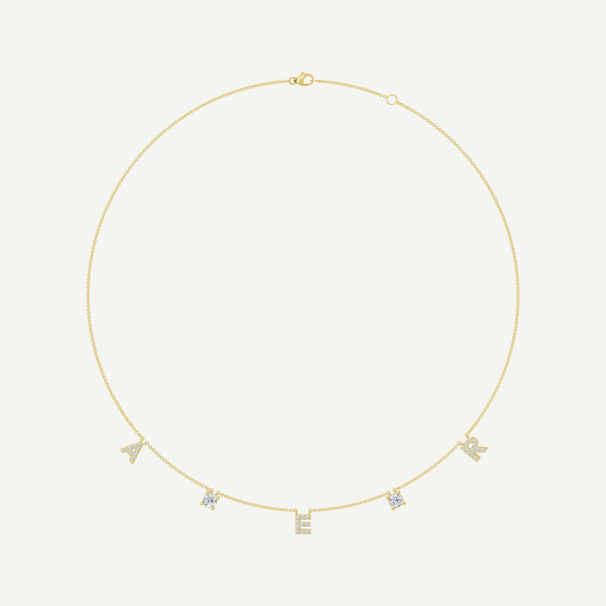 Diamonds & Initials Fine Chain Necklace | 0.80 - 1.20 CT in 14K Gold
