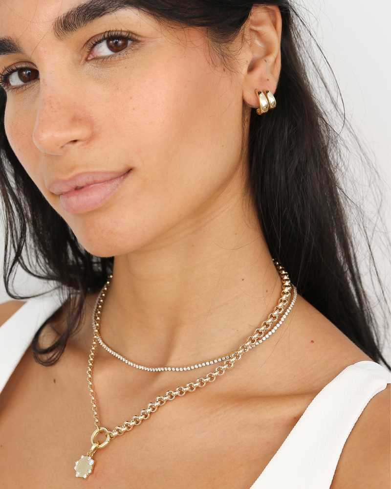 Double Drop Hoop Earrings | in 10K Gold