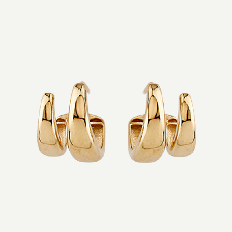 Double Drop Hoop Earrings | in 10K Gold