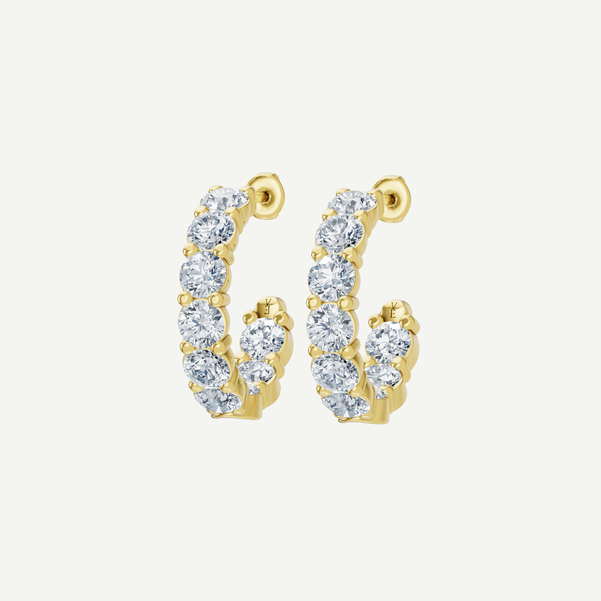 Half Hoop Diamond Earrings | 3CT in 14K Gold