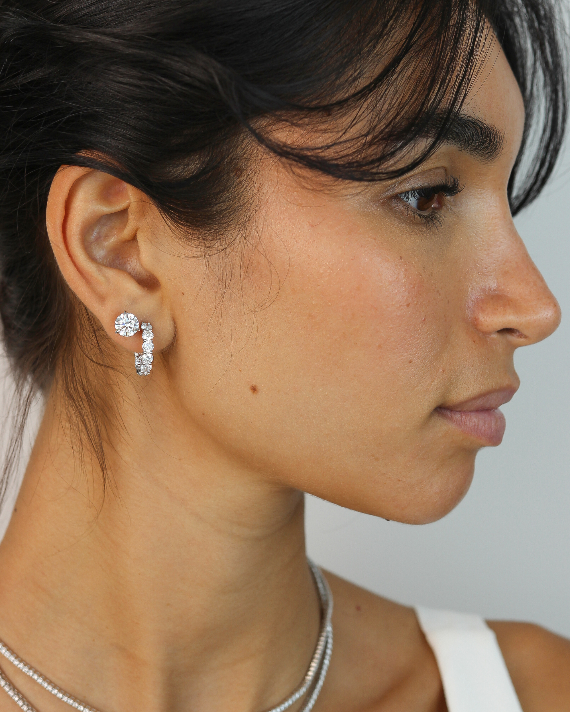 Half Hoop Diamond Earrings | 3CT in 14K Gold